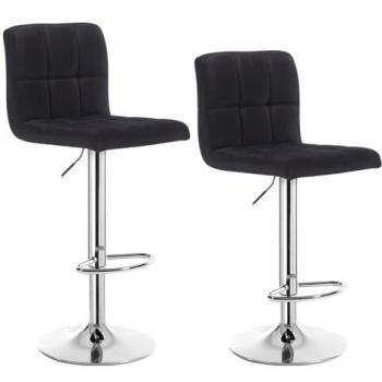 WOLTU Designer Barhocker 2er-Set, Tresenhocker aus Leinen & Metallbeinen schwarz