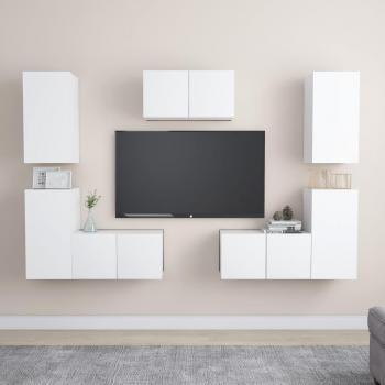 VidaXL 7 Piece TV Cabinet Set White Engineered Wood