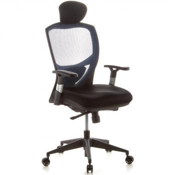 Fauteuil de direction VENUS BASE, assise tissu / dossier maille bleu / noir