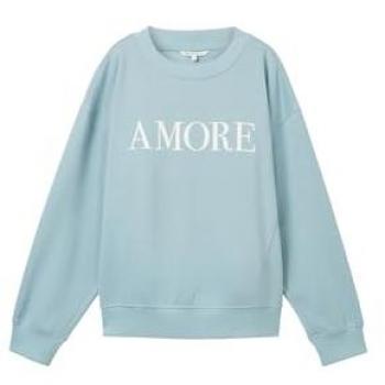Sudadera mujer TOM TAILOR DENIM, ajuste holgado, estampado frontal, verde y rosa, talla XL