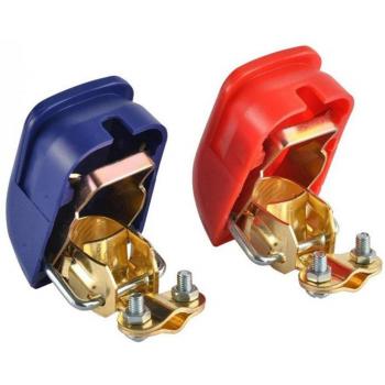 Quick Release 12V Battery Terminal Connector Clamps - Positive & Negative (2 Pack)