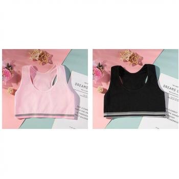 Girls Sports Bra Set - 2 Pcs Cotton Underwear