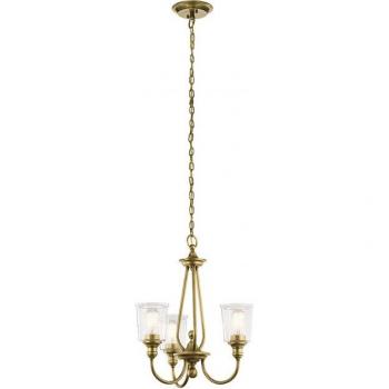 Elstead Lighting Waverly 3 Light Chandelier, Natural Brass, E27