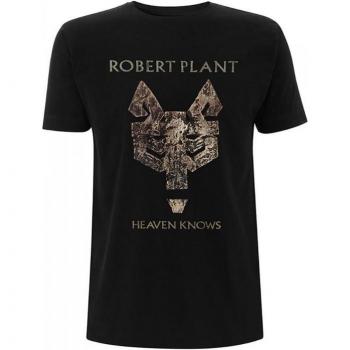 Camisa negra de algodón Robert Plant Heaven Knows ajuste unisex