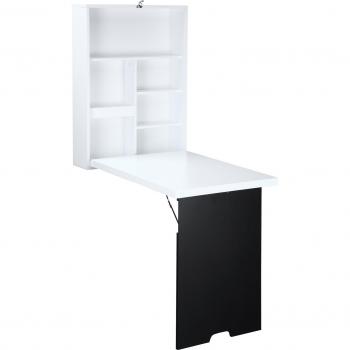 HOMCOM Tavolo Scrivania Pieghevole A Muro Con Lavagna Bianco E Nero 60 X 88.5 X 146.5cm