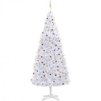 Albero di Natale Preilluminato Bianco con Palline 500 cm