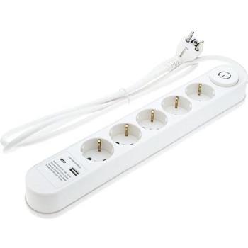 Multiprise 5 Prises Allemandes avec USB - Câble de 1.5m