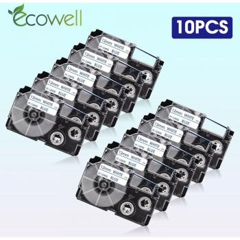 Ecowell XR-12WEB Blue on White Label Tape for Casio Printers