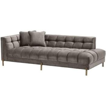 Wohnzimmer-Luxus-Sofa „Padrino“ – Grau Greige / Messingfarben