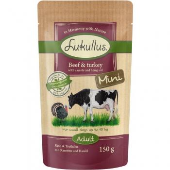 Pâté Lukullus Adult Mini sans céréales 6 x 150 g - bœuf, dinde