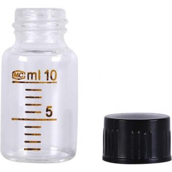 10ml Graduated Round Glass Reagent Bottle with Black Screw Cap