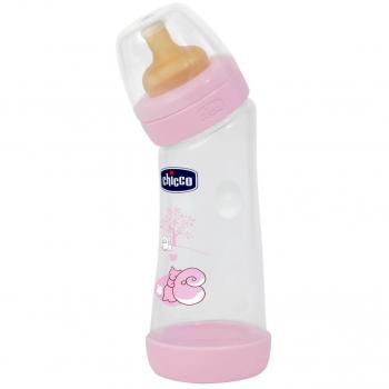 Biberón Angular Chicco Rosa 250ml Caucho Flujo Normal