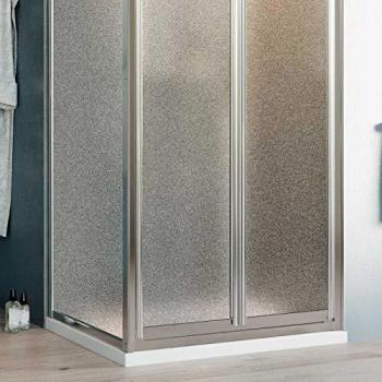 Cabina de Ducha Angulada 75x90 cm con Cristal Opaco Fijo y 2 Puertas Batientes Modelo West