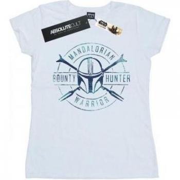 T-shirt féminin en coton Star Wars The Mandalorian avec emblème de guerrier