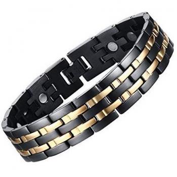 Gold Plated PVD Black Stainless Steel Link Bracelet