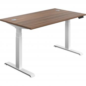 Height-Adjustable Sit-Stand Desk - 1200mm x 800mm - Dark Walnut Top, White Frame