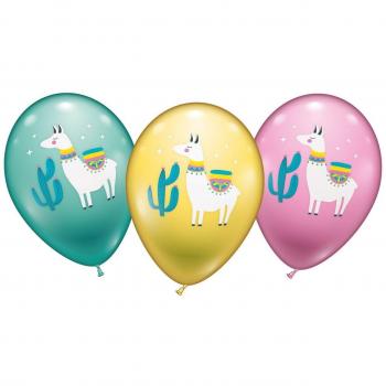 Karaloon 30077 6 Lama-Luftballons, Durchmesser 30 cm, mehrfarbig