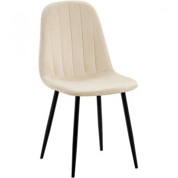 Silla de Comedor Diseño Vertical Terciopelo Crema