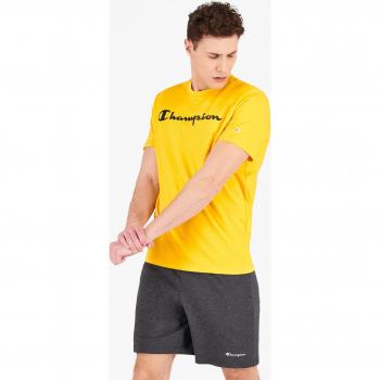 T-Shirt Girocollo Logo Esteso Cotone Giallo Senape Uomo X-Large