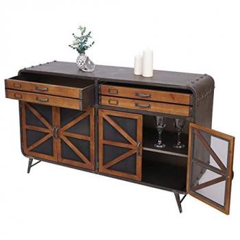 Industrial Sideboard HWC-F91, Kommode aus Tanne und Metall, 80x126x38cm, braun-schwarz