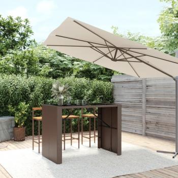 VidaXL Brown Poly Rattan Bar Table with Glass Top 145x80x110 cm