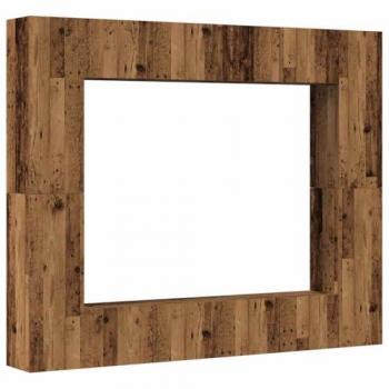Conjunto de mueble de TV 8 piezas de madera envejecida