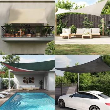 Toldo de vela rectangular gris claro 160 g/m² 6x8 m