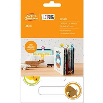Avery Zweckform 62040 Taben (kindgerecht), 28,4 x 69,5 mm, weiß