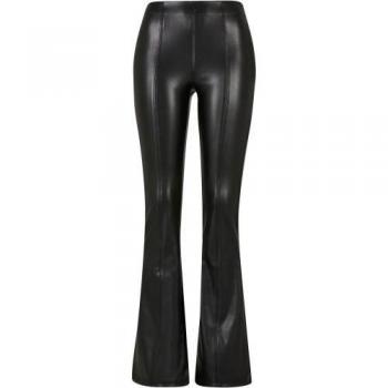 Urban Classics Dames Synthetisch Leer Uitlopende Broek Zwart