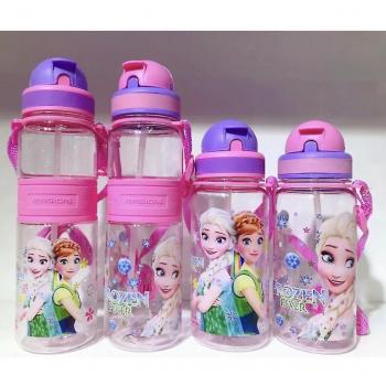Bouteille d'eau pour enfants en bande dessinée 350/500ml - gobelet avec paille et bandoulière Surgelé 500ml Taille Unique