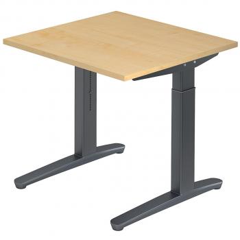 Höhenverstellbarer Schreibtisch C‑Fuß 800 mm Breite, Ahorn/Graphit