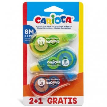 Correttore a nastro Carioca 5 mm x 8 m confezione da 3