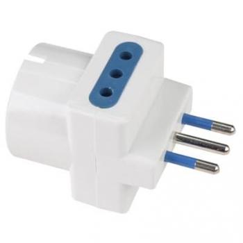 Adattatore Tripla Spina Elettrica 2P+T 10A con 2 Presa 10A 2P+T e 1 Presa Ita 10A / Schuko 16A 250V Max 1500W Bianco