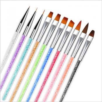 10pcs Hook Line Drawing Brushes for Nail Art - Gouache Painting Set A35