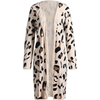 Women's Long Sleeve Leopard Cardigan Jacket