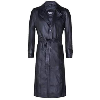 Appleton Infinity Leather 4XL Black Trench Coat for Men