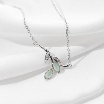 Cadena de Clavícula de Plata de Ley 925 con Forma de Sauce - Accesorio Literario Femenino SNE343