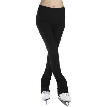 Lange Eisskaten-Hose für Mädchen – Vollschwarz, einfarbig, Vliesmaterial
