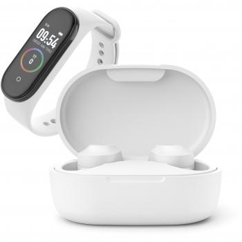 Pack Ledwood Kepler Auriculares True Wireless y Pulsera de Actividad, Blanco