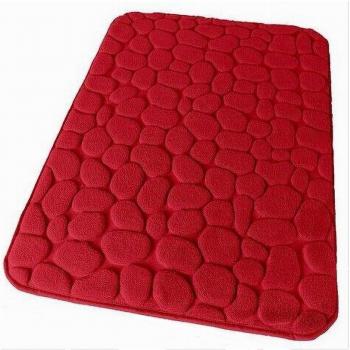 Tappetino per Bagno 45x75 cm Rosso Effetto Sassi