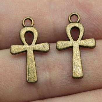 Colgante de Cruz Ankh 10 unids 13x22mm Aleación Oro Antiguo