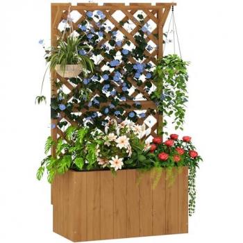 Natural Wood Planter & Trellis