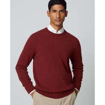 Hackett Jersey de punto Lambwool Cable Crew rojo ladrillo