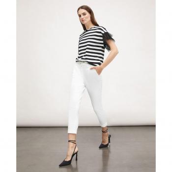 Motivi - Pantalón de vestir de mujer chinos de drill con botón y cremallera