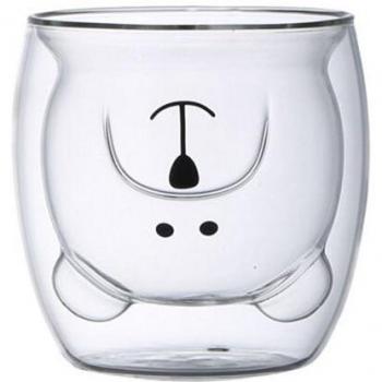 Taza Dobles Vidrios Oso Navideño