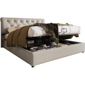 Lit coffre design Chesterfield 180x200 cm - Gris