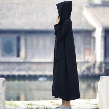 Manteau Ample à Capuche pour Femme - Robe de Sorcière Rouge et Noire, Printemps-automne, B137