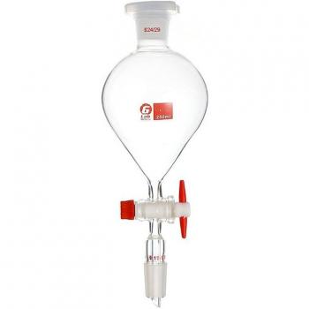 Embudo separador de vidrio con pistón de PTFE, capacidad 60ml a 1000ml