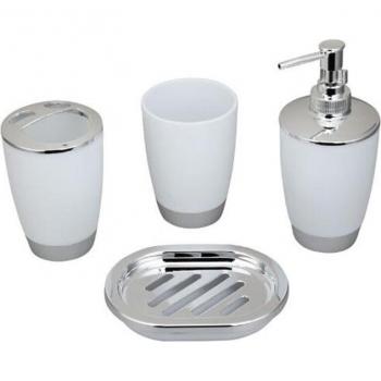 Bathroom Accessory Set: 4 Pieces - Mouthwash Cup, Soap Case, Toothbrush Holder, Soap Dispenser