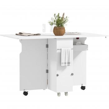 Klappbarer Tisch mit Stauraum und Rollen